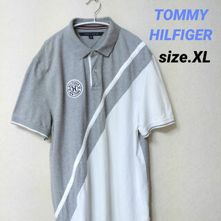 トミーヒルフィガー(TOMMY HILFIGER)のTOMMY HILFIGER ポロシャツ 刺繍ロゴ ワッペンロゴ size.XL(ポロシャツ)