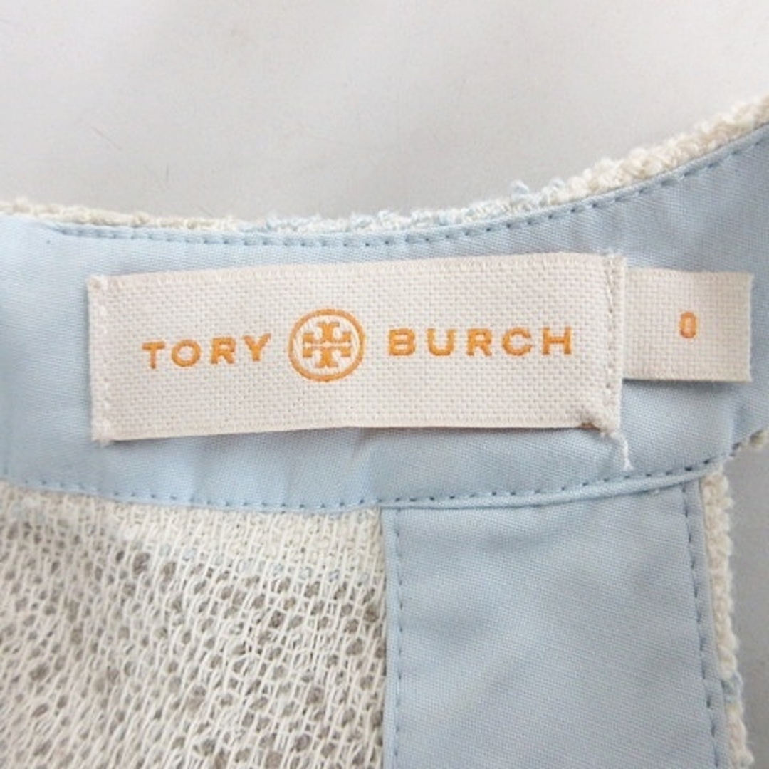 Tory Burch(トリーバーチ)のトリーバーチ ワンピース ミニ丈 アメリカンスリーブ ボーダー別布 ベージュ 0 レディースのワンピース(ミニワンピース)の商品写真