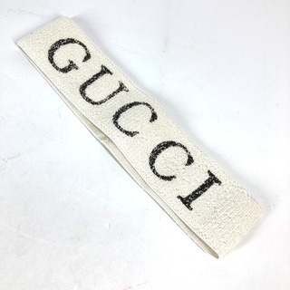 グッチ(Gucci)のグッチ GUCCI ロゴ ヘッドバンド アクセサリー ヘアバンド コットン ホワイト(カチューシャ)