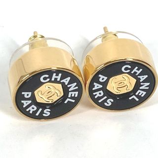 シャネル(CHANEL)のシャネル CHANEL ロゴ ラウンド 24C アクセサリー ピアス メタル ブラック 新品同様(ピアス)