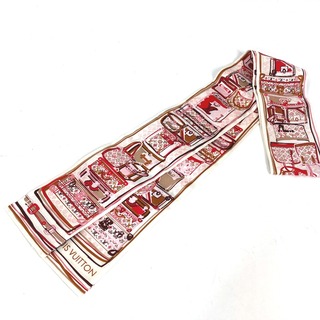 ルイヴィトン(LOUIS VUITTON)のルイヴィトン LOUIS VUITTON バッグ ロゴ バンドースカーフ スカーフ シルク ピンク 美品(バンダナ/スカーフ)