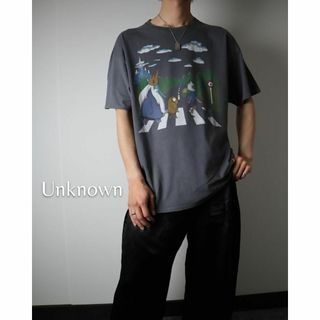 ヴィンテージ(VINTAGE)のアビイロード オマージュ プリント ルーズ Tシャツ XL グレー 90s(Tシャツ/カットソー(半袖/袖なし))