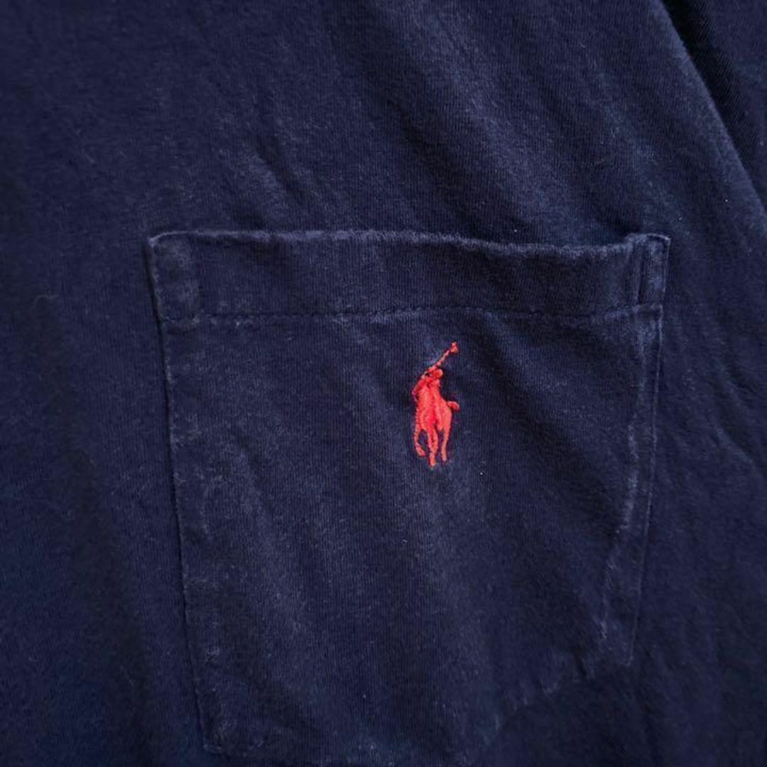 POLO RALPH LAUREN(ポロラルフローレン)のラルフローレン ネイビー 胸ポケット ロゴ Tシャツ USA古着 90s 半袖 メンズのトップス(Tシャツ/カットソー(半袖/袖なし))の商品写真