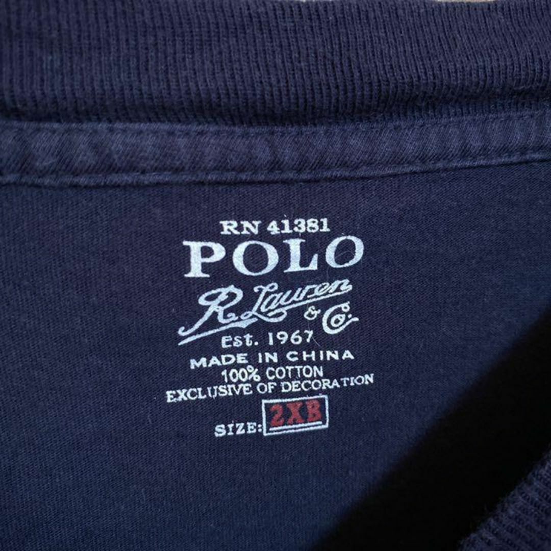 POLO RALPH LAUREN(ポロラルフローレン)のラルフローレン ネイビー 胸ポケット ロゴ Tシャツ USA古着 90s 半袖 メンズのトップス(Tシャツ/カットソー(半袖/袖なし))の商品写真