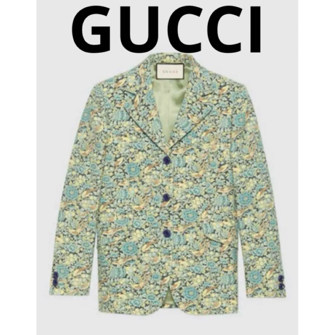 Gucci(グッチ)の新品タグ付き　GUCCI✳︎フローラル　テーラード　コットン　ジャケット40 レディースのジャケット/アウター(テーラードジャケット)の商品写真