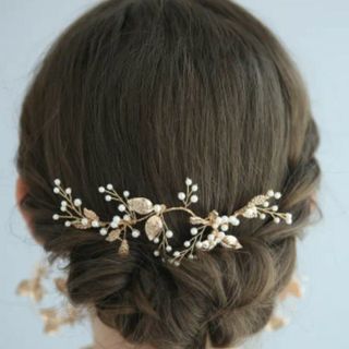 髪飾り　ヘッドドレス　結婚式卒業式　お呼ばれ　ヘアアクセサリー　コーム　ゴールド(ヘッドドレス/ドレス)