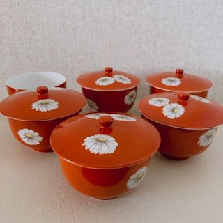 ノリタケ(Noritake)のオールドノリタケ　朱地白菊　湯呑み　6客(食器)