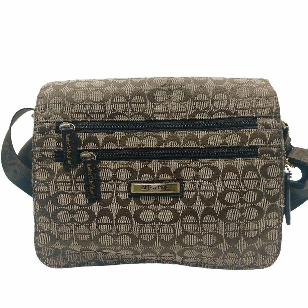 美品✧アンドレバレンチノ ショルダーバッグ 肩がけ 総柄 ブラウン レディースのバッグ(ショルダーバッグ)の商品写真