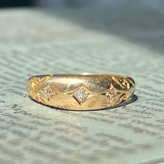 英国　イギリス　アンティーク　18k 18金　ジプシーリング(リング(指輪))