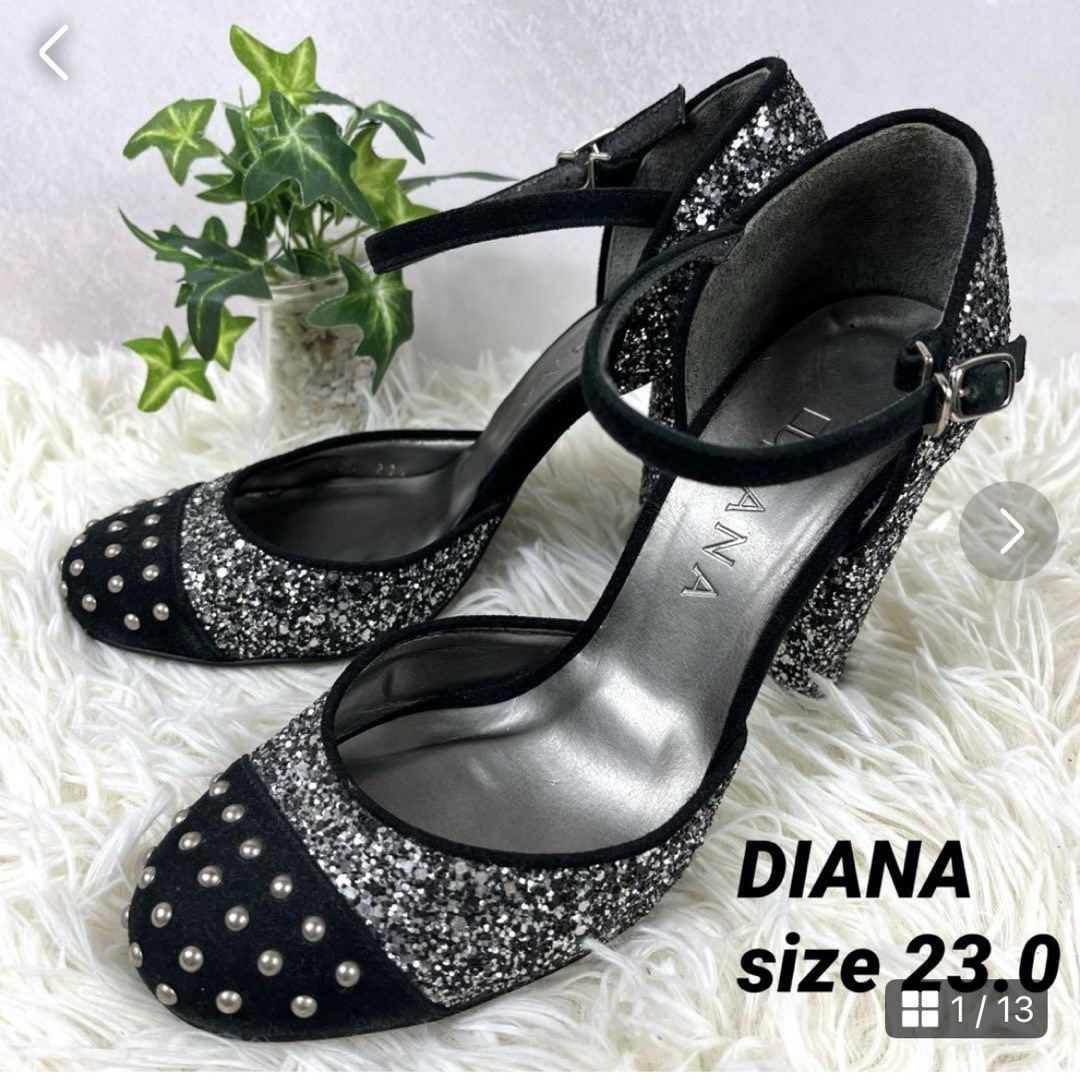 DIANA(ダイアナ)の【DIANA】ダイアナ（23.5）パンプス　スパンコール　チャンキーヒール レディースの靴/シューズ(ハイヒール/パンプス)の商品写真