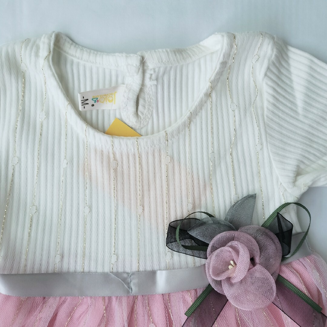 女の子　フォーマル ワンピース　70cm  ベビー ドレス　ピンク　白 キッズ/ベビー/マタニティのベビー服(~85cm)(セレモニードレス/スーツ)の商品写真