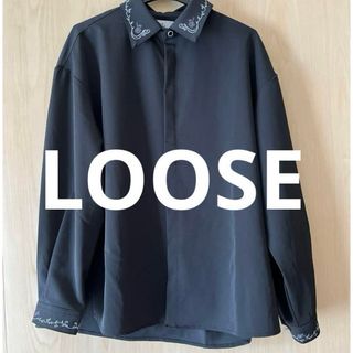 【LOOSE】ドレープトロミ ルーズ刺繍シャツ xs(シャツ)