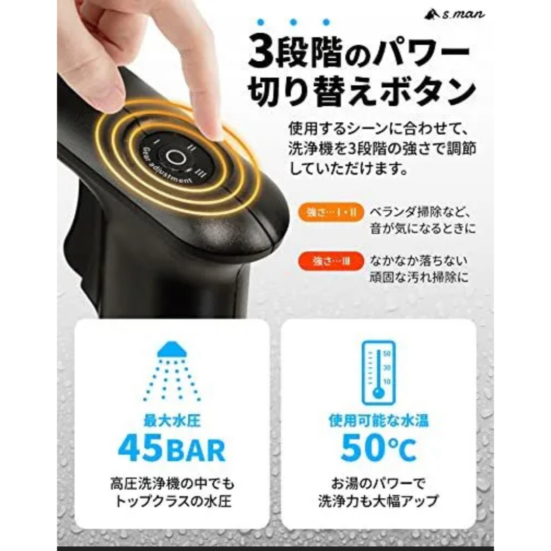 【 s_man スマートモンスター 】 高圧洗浄機 コードレス 充電式 スマホ/家電/カメラの生活家電(その他)の商品写真