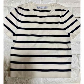 ザラ(ZARA)のZARA ボーダートップス　ニット　半袖(ニット/セーター)