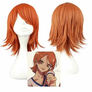 ナミ　ウィッグ　コスプレ　ワンピース　オレンジ　国内　58cm【残5限定】(ショートストレート)