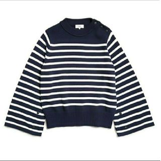 新品、未使用 HYKE STRIPED/ストライプ ベルスリーブ ニット