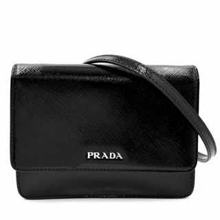 プラダ(PRADA)のPRADA プラダ ショルダーバッグ ミニバッグ 財布 ショルダーウォレット 肩掛け 斜め掛け かばん 鞄 BT1031 パテントレザー    ブラック 黒 シルバー金具 レディース【中古品】(ショルダーバッグ)