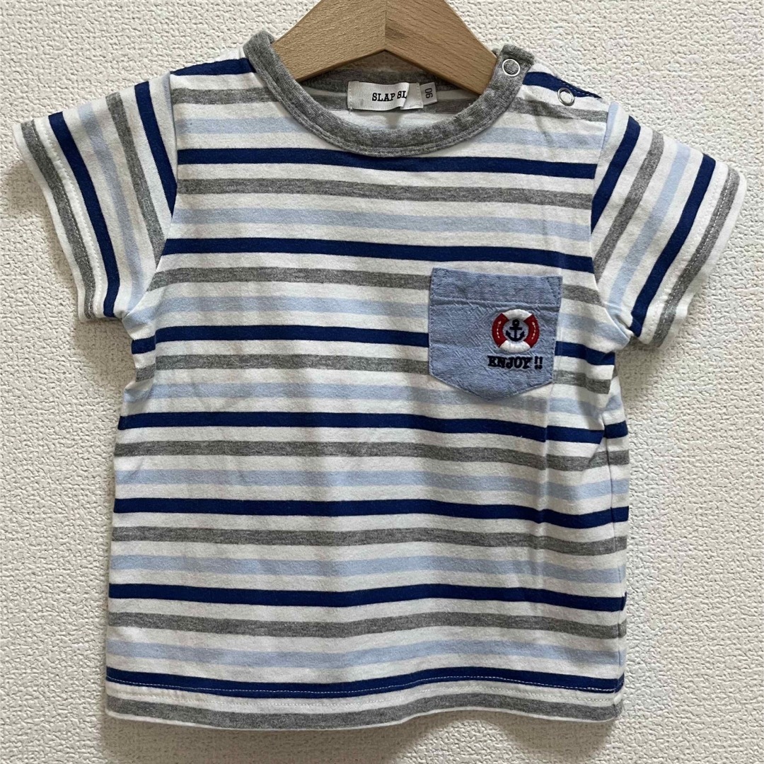 BeBe(ベベ)のBeBe ベベ 半袖 カットソー Tシャツ ボーダー ブルー 青 90 キッズ/ベビー/マタニティのキッズ服男の子用(90cm~)(Tシャツ/カットソー)の商品写真