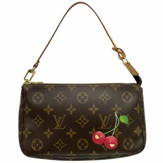 ルイヴィトン(LOUIS VUITTON)の【在庫一掃】LOUIS VUITTON ルイヴィトン ハンドバッグ モノグラムチェリー ポシェットアクセソワール アクセサリーポーチ Pochette Accessoires 村上隆コラボ 小さめ かばん 鞄 M95008    ブラウン 茶 ゴールド金具 レディース【中古品】(ハンドバッグ)