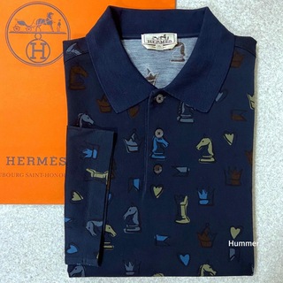 エルメス(Hermes)の国内正規品 美品 XL エルメス プレイグラウンド 半袖 ポロシャツ ネイビー(ポロシャツ)
