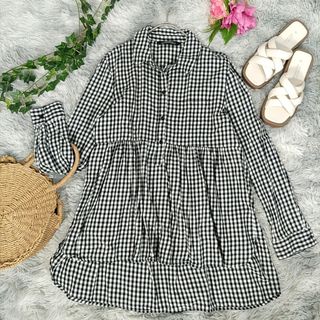 ザラ(ZARA)のZARA◎ティアードブラウス(M)花柄 長袖 オーバーシャツ/ブラウス お洒落(シャツ/ブラウス(長袖/七分))