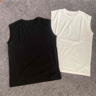 エストネーション(ESTNATION)のエストネーション　ノースリーブ　タンクトップ　白黒　2色セット(Tシャツ(半袖/袖なし))