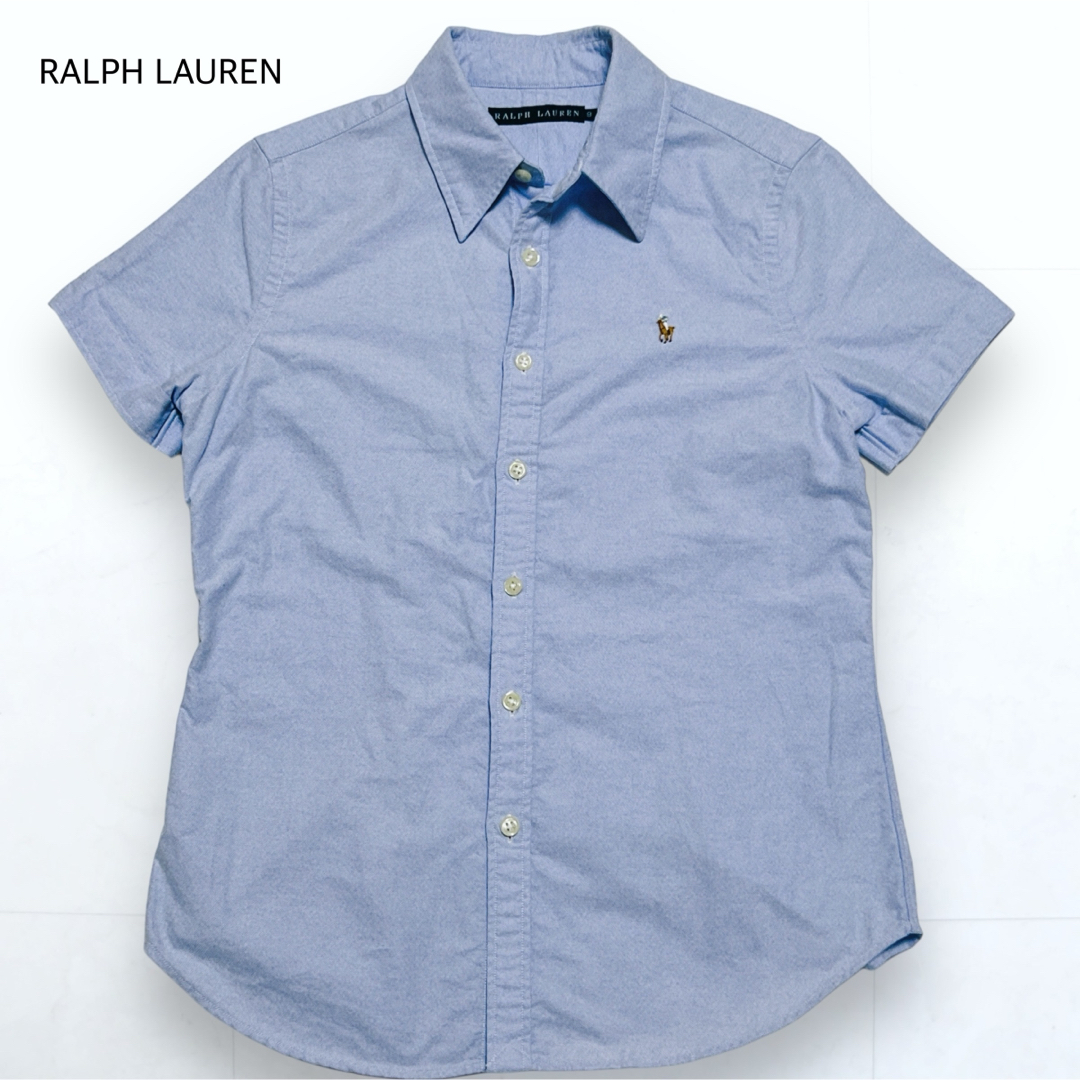 Ralph Lauren(ラルフローレン)の極美品＊ラルフローレン シャンブレー シャツ 半袖 ポニー刺繍 ブルー 9 レディースのトップス(シャツ/ブラウス(半袖/袖なし))の商品写真