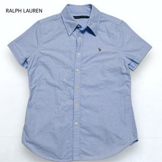 ラルフローレン(Ralph Lauren)の極美品＊ラルフローレン シャンブレー シャツ 半袖 ポニー刺繍 ブルー 9(シャツ/ブラウス(半袖/袖なし))