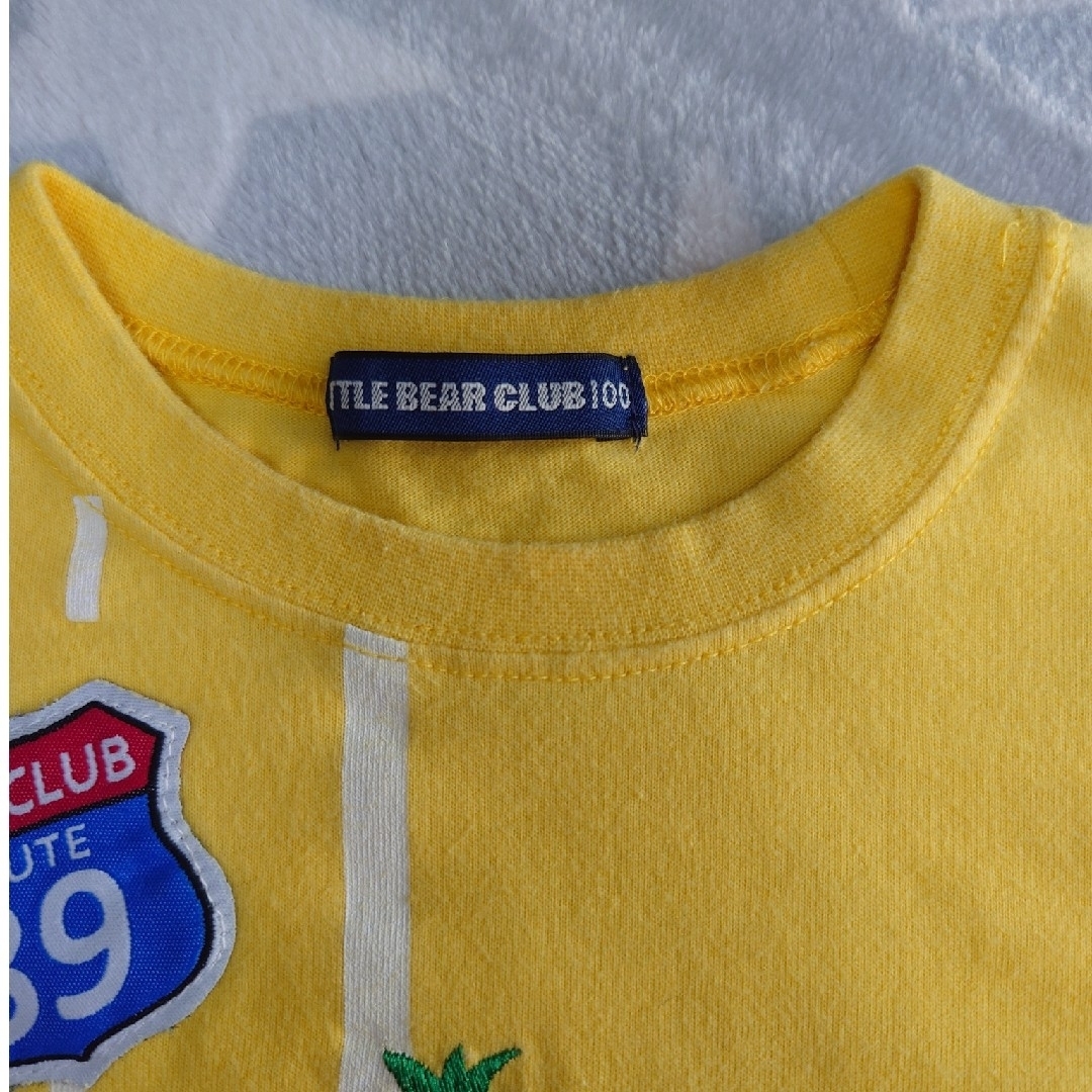 LITTLE BEAR CLUB(リトルベアークラブ)のLITTLE BEAR CLUB　100　半袖Tシャツ　乗り物　恐竜　イエロー キッズ/ベビー/マタニティのキッズ服男の子用(90cm~)(Tシャツ/カットソー)の商品写真
