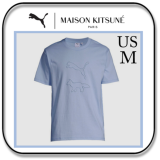 メゾンキツネ(MAISON KITSUNE')のプーマ x メゾンキツネ　半袖Ｔシャツ　シャンブレー ブルー　(US)Ｍ(Tシャツ/カットソー(半袖/袖なし))