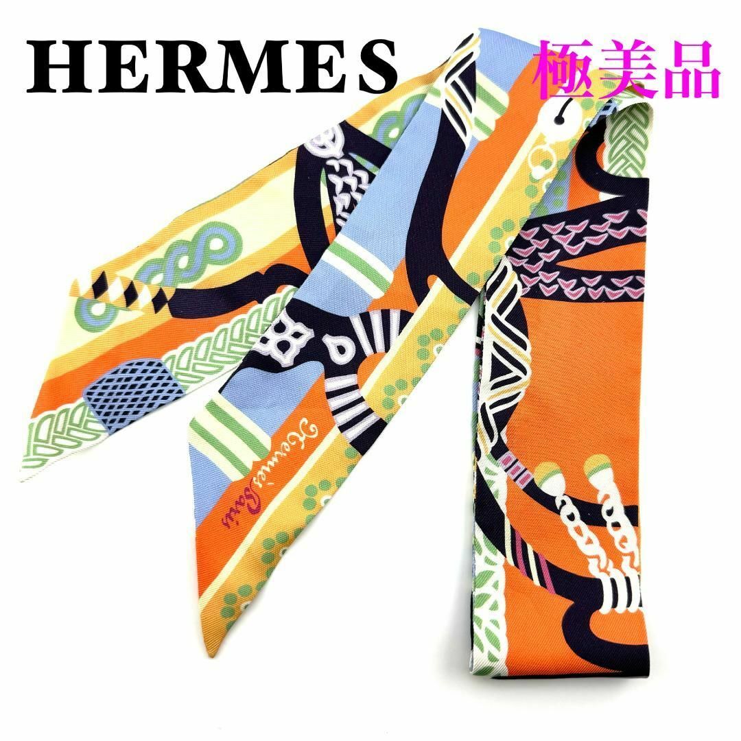 Hermes(エルメス)のエルメス Fantaisie d’Etriers 鐙の幻想 シルクツイリー レディースのファッション小物(バンダナ/スカーフ)の商品写真