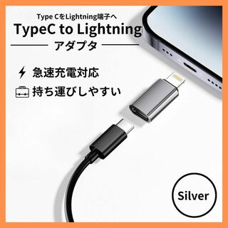 Type-C端子 変換 iPhone ライトニング シルバー(その他)