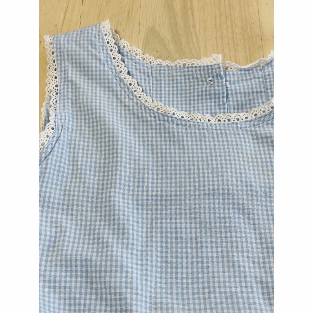 《ハンドメイド》肩なしワンピース 100 キッズ/ベビー/マタニティのキッズ服女の子用(90cm~)(ワンピース)の商品写真