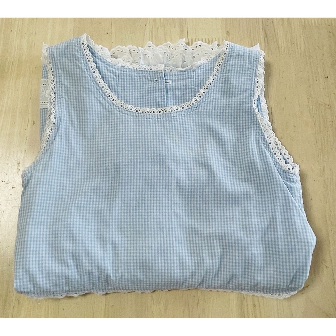 《ハンドメイド》肩なしワンピース 100 キッズ/ベビー/マタニティのキッズ服女の子用(90cm~)(ワンピース)の商品写真