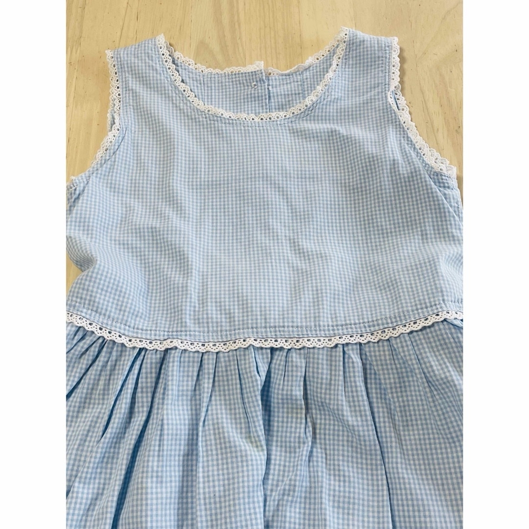 《ハンドメイド》肩なしワンピース 100 キッズ/ベビー/マタニティのキッズ服女の子用(90cm~)(ワンピース)の商品写真