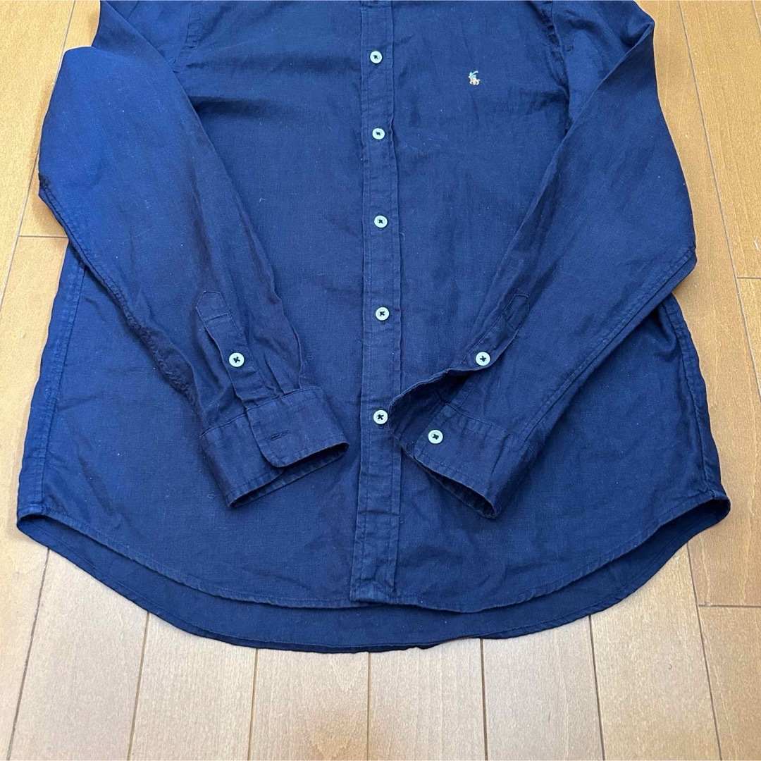 Ralph Lauren(ラルフローレン)の美品 90s POLO Ralph Lauren 麻混 長袖BDシャツ ネイビー メンズのトップス(シャツ)の商品写真