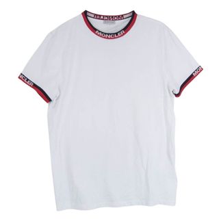 モンクレール(MONCLER)のMONCLER モンクレール MAGLIA T-SHIRT マグリア ロゴ ジャガード リブ ストレッチコットン モックネック 半袖 Tシャツ ホワイト系 M【中古】(シャツ)