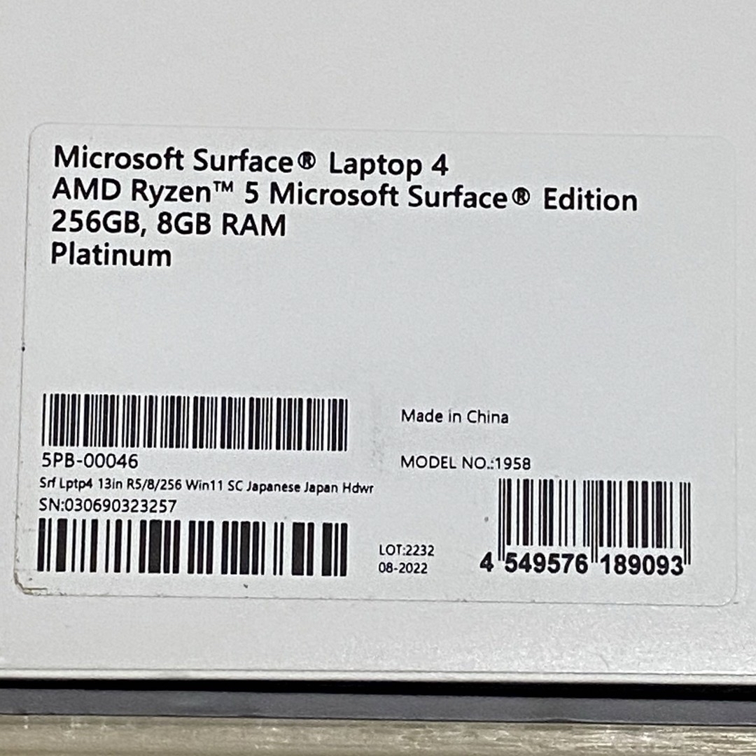 Microsoft(マイクロソフト)の【訳あり】Surface Laptop4 AMDRyzen5 8GB 256GB スマホ/家電/カメラのPC/タブレット(ノートPC)の商品写真