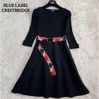 BLUE LABEL CRESTBRIDGE - ブルーレーベルクレストブリッジ　ワンピース　チェック　ベルト　Aライン　三陽商会