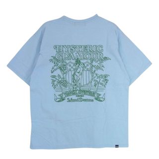 HYSTERIC GLAMOUR - HYSTERIC GLAMOUR ヒステリックグラマー 22SS 02222CT09 TROPICAL ADVENTURES 刺繍 ガール ロゴ トロピカル アドベンチャー クルーネック 半袖 Tシャツ ライトブルー系 L【美品】【中古】