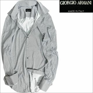 ジョルジオアルマーニ(Giorgio Armani)のJ6089 美品 ジョルジオアルマーニ 総柄ストレッチシャツ 黒×白 40/15(シャツ)