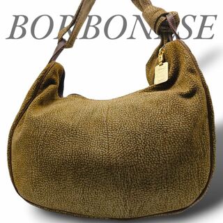 ボルボネーゼ(BORBONESE)の美品✧ボルボネーゼ ハンドバッグ ワンショルダー うずら柄 ハーフムーン 茶(ハンドバッグ)