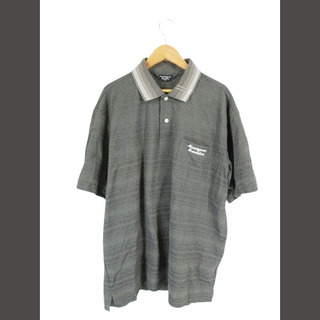 マンシングウェア(Munsingwear)のポロシャツ 半袖 ロゴ ボーダー ゴルフ ウェア グレー LL (ウエア)