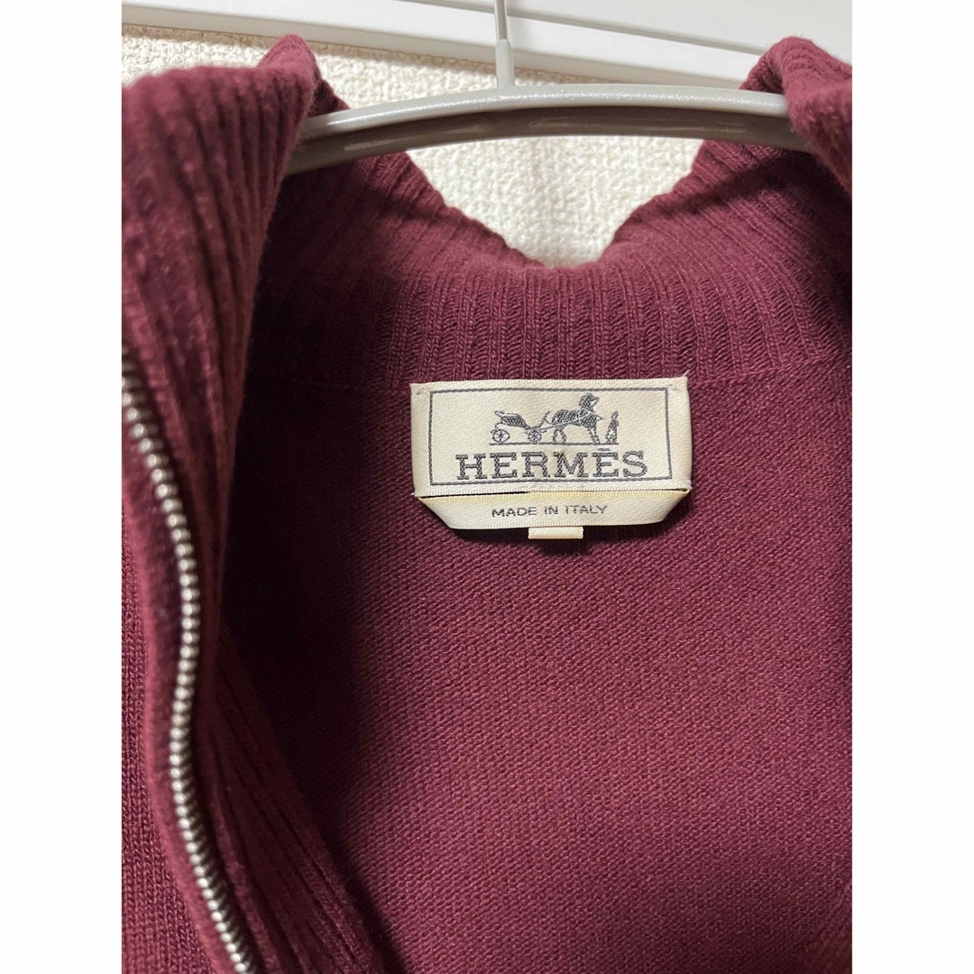 Hermes(エルメス)の【激レア】エルメス　ハーブジップアップニット　カシミヤ　ボルドー メンズのトップス(ニット/セーター)の商品写真