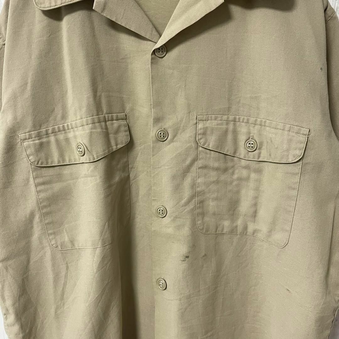 アメリカ古着 ワークシャツ 半袖シャツ 胸ポケット ベージュ メンズ メンズのトップス(シャツ)の商品写真