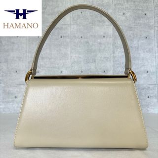 ハマノヒカクコウゲイ(濱野皮革工藝/HAMANO)の【良品】HAMANO 濱野皮革工藝 カーフレザー オフホワイト ハンドバッグ(ハンドバッグ)