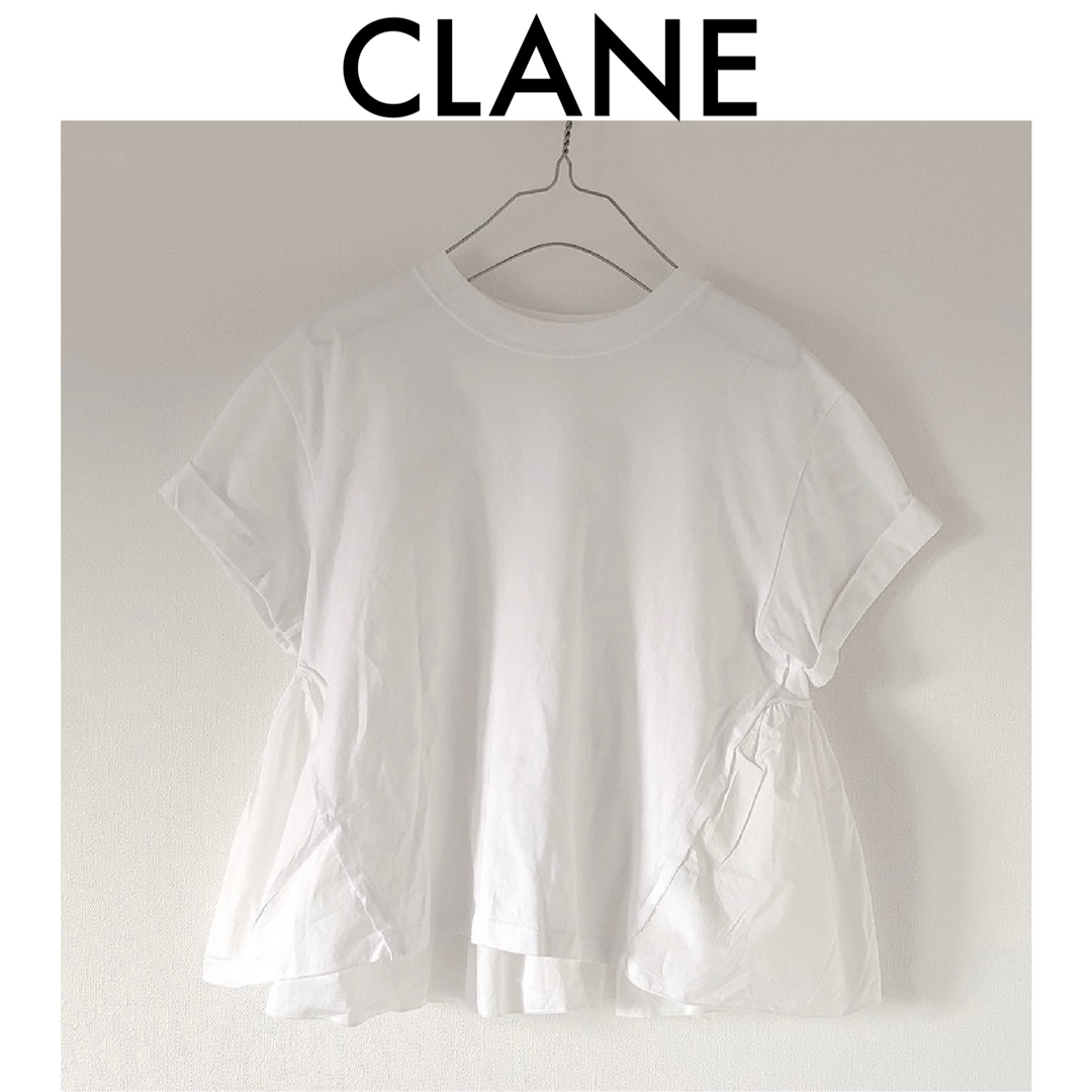 CLANE(クラネ)の大人気！【CLANE】バックフリルティーシャツ ホワイト Tシャツ レディースのトップス(Tシャツ(半袖/袖なし))の商品写真