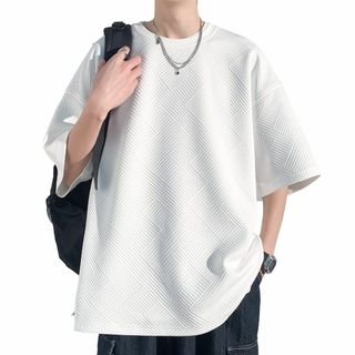 [Culeevp] 夏服 メンズ tシャツ メンズ 半袖 大きいサイズ 無地 五(その他)