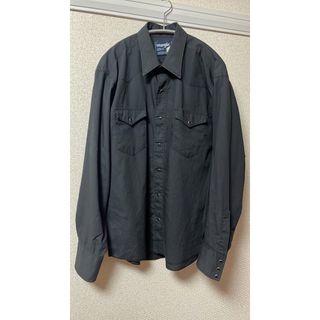 ラングラー(Wrangler)の【状態良】ラングラー　長袖ウエスタンシャツ　ブラック　ヴィンテージ　90s(シャツ)