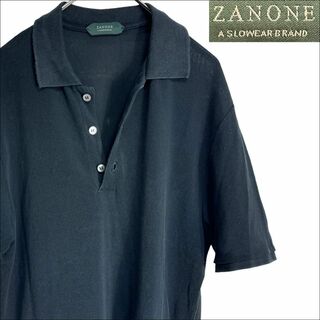 ザノーネ(ZANONE)のJ3026 美品 ザノーネ アイスコットン アイスピケポロシャツ ブラック 48(ポロシャツ)